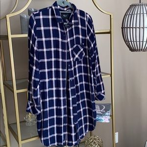 Brand New Rails Plaid Dress Sz L Navy Blue